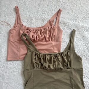 Cotton On Pink and Tan Crop Tops